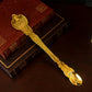 HTISOK Premium Gold-Tone Orthodox Eucharist Set: Communion Disc & Spoon, Engraved Liturgical Vessels for Church Use and Devotion