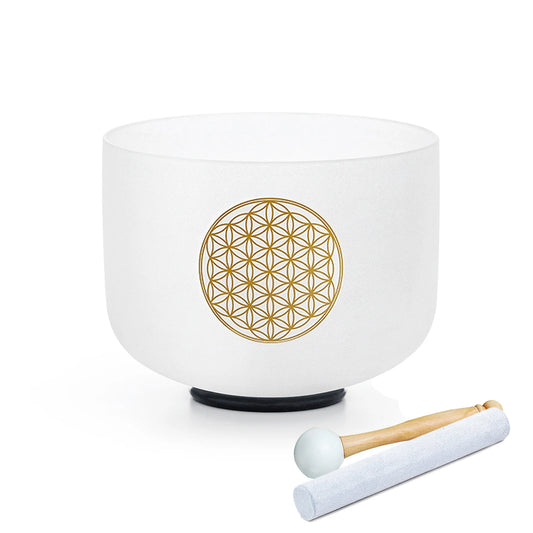 528hz C Note Crystal Singing Bowl Set Life Flower Design Quartz Sound Chakra Bowl Yoga Meditation Healing