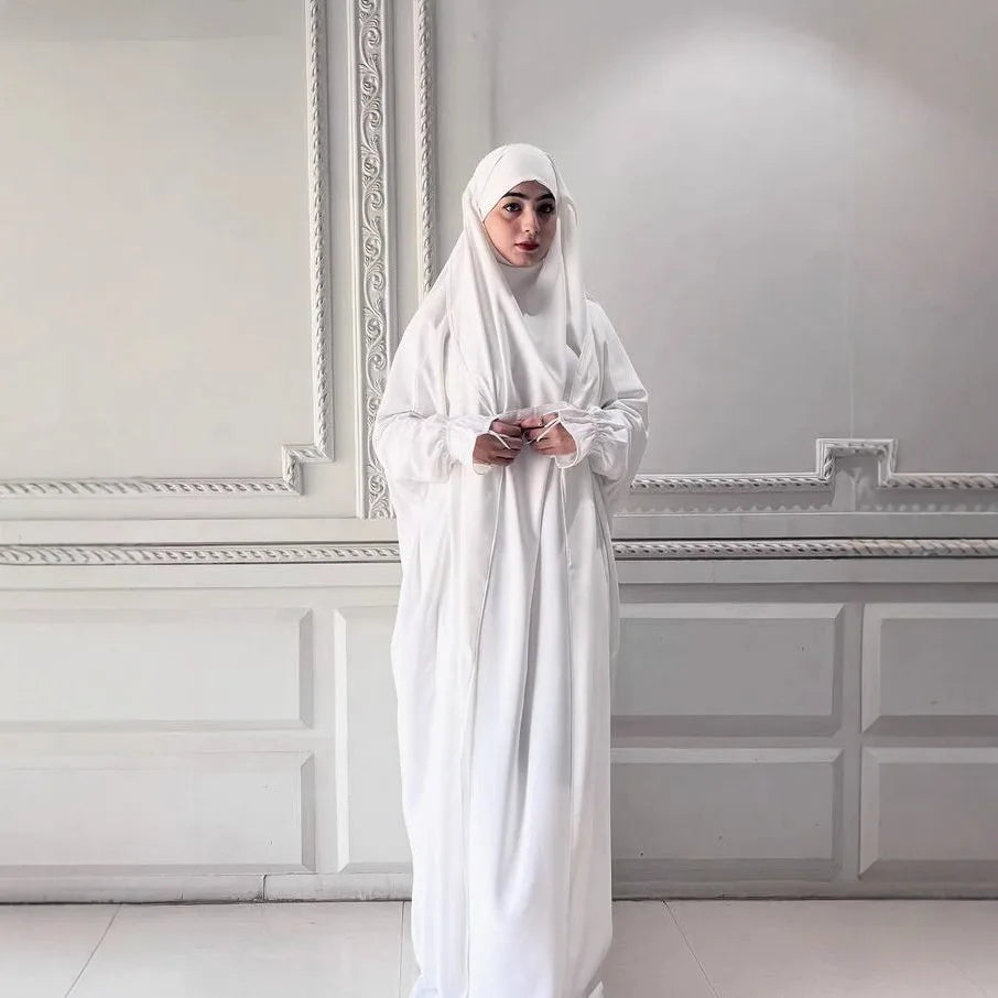 Eid Muslim Abaya Women Dresses Modest One Piece Long Robe Headscarf Jalabiya Ramadan Morocco Dubai Abayas Kaftan Islam Vestidos