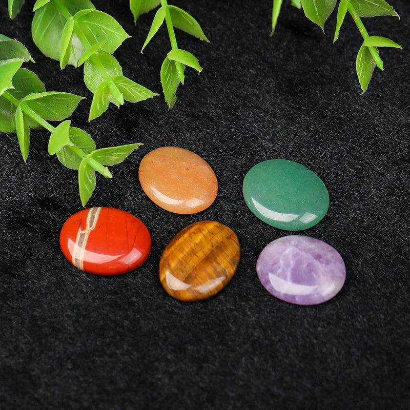 JH18-1 5/10Pcs Natural Crystal Palm Stone, 2cm Oval Shaped Raw Gemstone for Handheld Worry Stone Reiki Healing Massage Decor