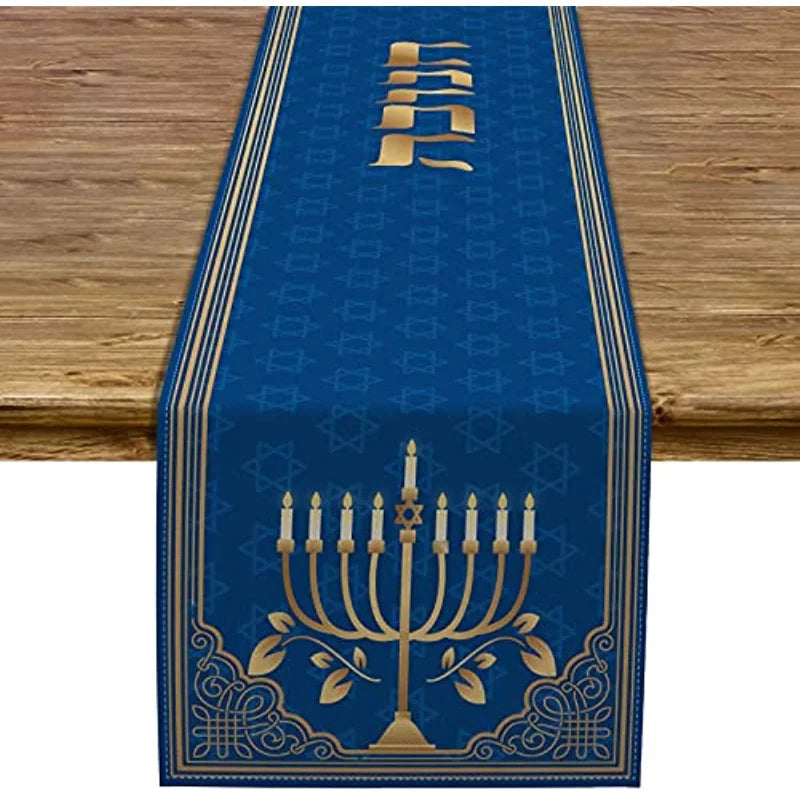 Hanukkah Menorah Table Runners Star of David  Jewish Holiday Fireplace Kitchen Dining Room Home Decor