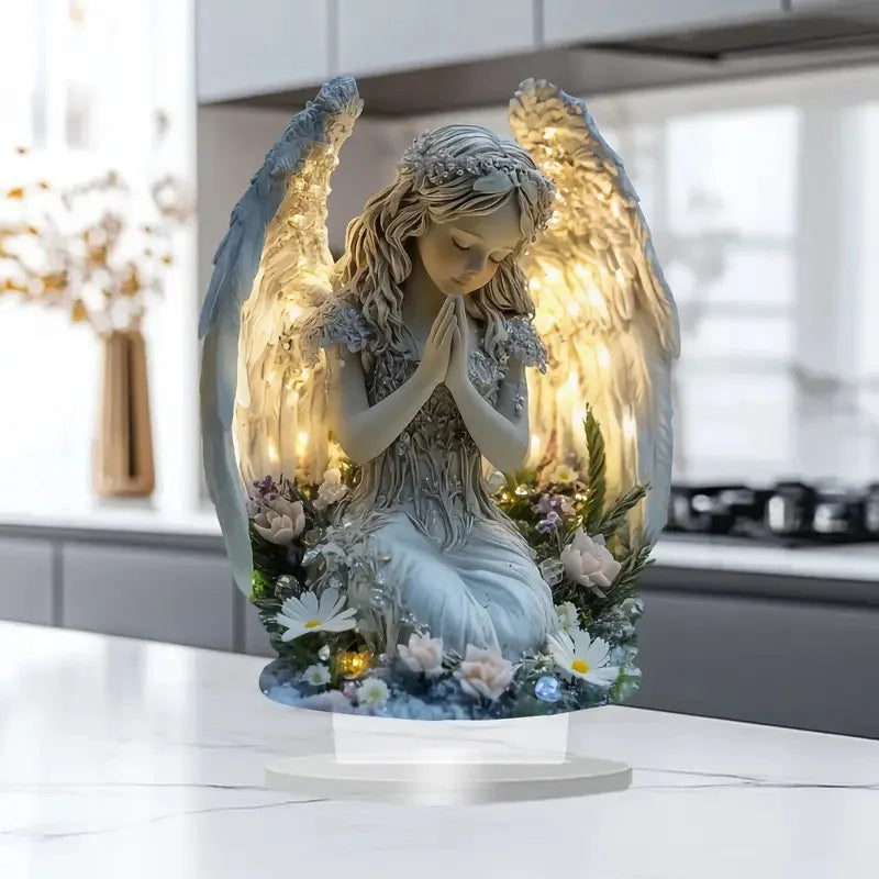 Radiant Praying Angel Statue  A Calming And Warm Desktop Decoration The Perfect Gift For Your Home Office Or Cafe Decor