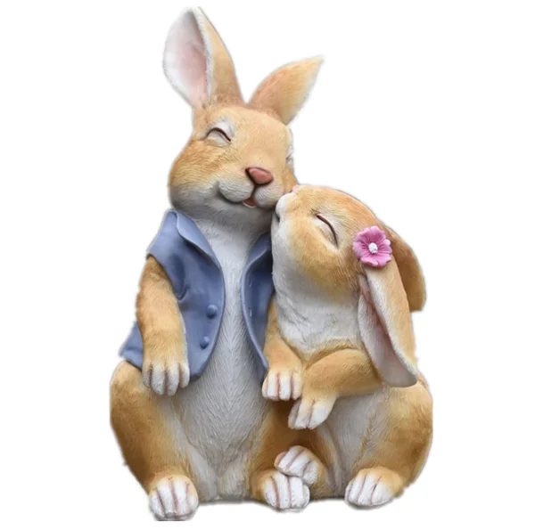 Pastoral Simulation Animal Resin Rabbit Couple Ornament Outdoor Garden Balcony Figurines Crafts Courtyard Accessories Decoration