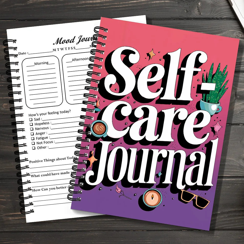 1PC Vibrant Pink Self-Care Emotion Diary For Daily Mental Wellness Tracking, Mood Recording & Self-reflection For Adults Seeking