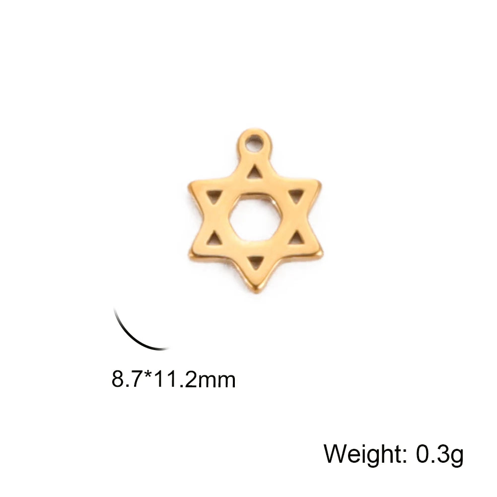 Teamer Stainless Steel Jewish Star of David Israel Map Hebrew Letter Charm Pendant for Jewelry Making Necklace DIY Wholesale
