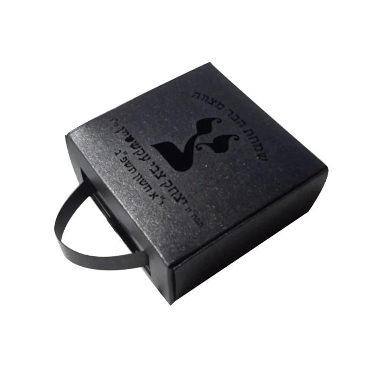 New Unique Customized Logo Hebrew Letters Laser Cut Black Jewish Bar Mitzvah Gifts Handle Box