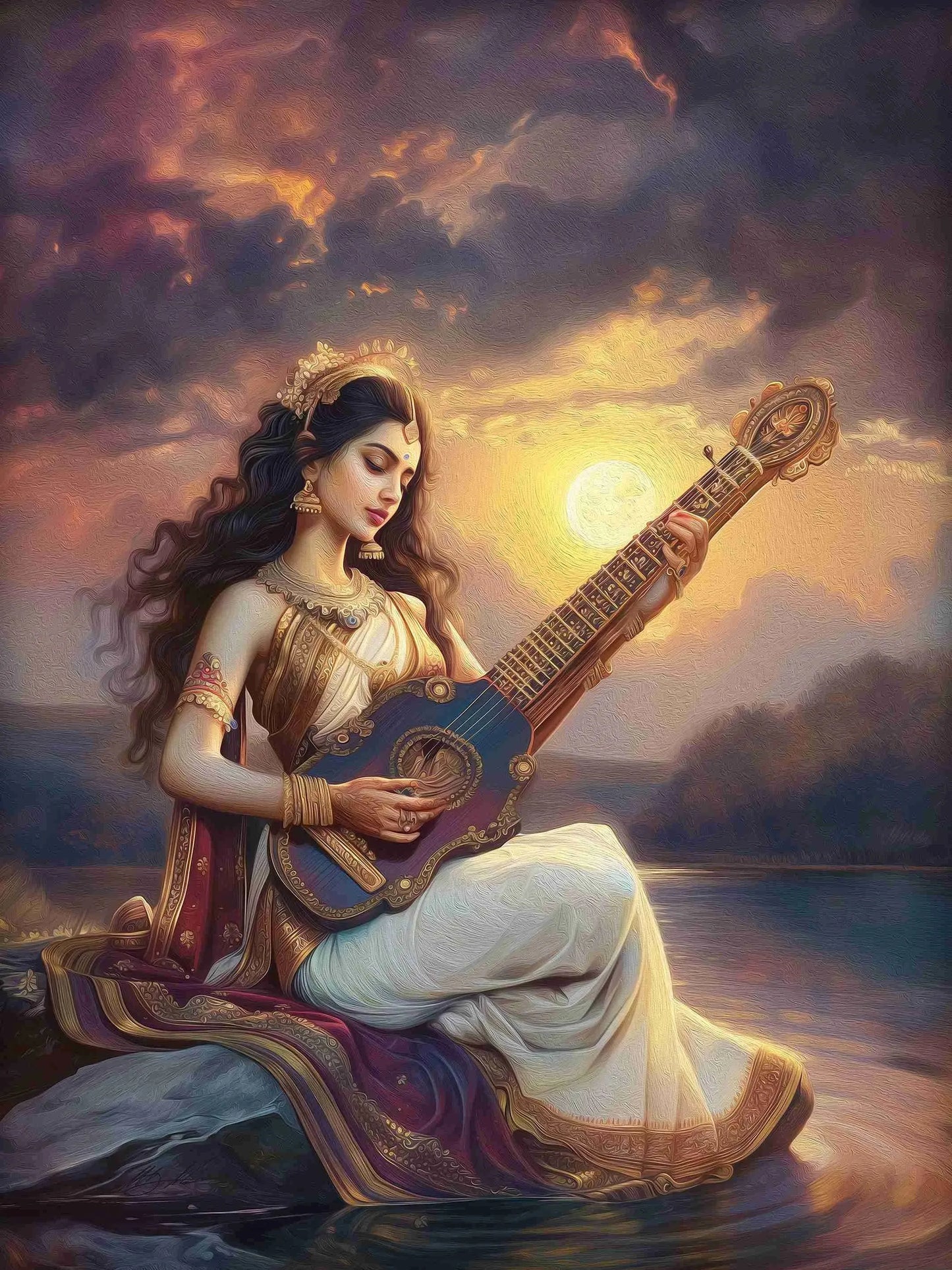 Indian Hindu Gods Lord Shiva Yoga Divine Goddess Saraswati Meditation Rt Poster Canvas Painting Wall Prints Picture Home Decor