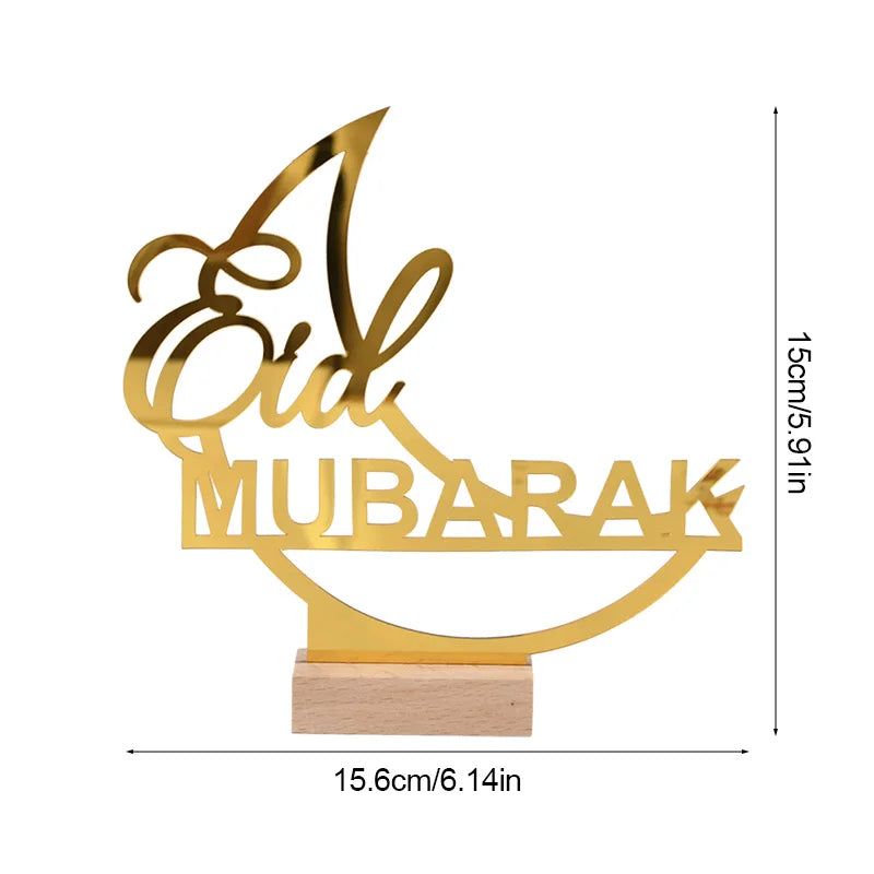 Eid Mubarak Acrylic Ornament Ramadan Mubarak Home Table Decoration Wooden Sign 2026 Islamic Muslim Party Decor Eid Al Adha Gift