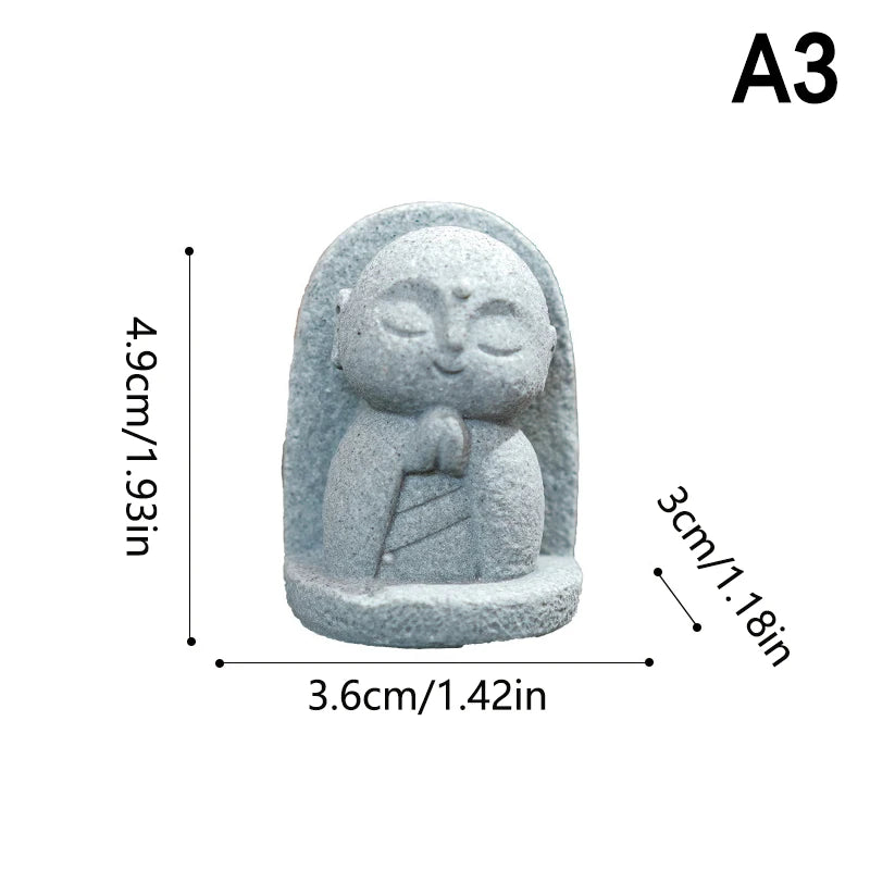Buddha Statues Cute Little Jizo Buddha Sculpture Figurines Garden Ornaments Japanese Buddha Ksitigarbha Aquarium Bonsai