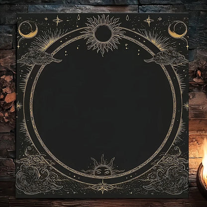 VIKAMA Black Gold Sun Moon Space Minimalist Tarot Card Altar Cloth Ritual Tablecloth Witchcraft Divination Mat Decoration