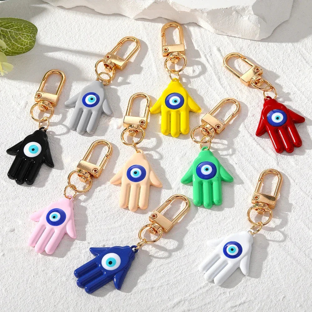 Turkish Blue Evil Eye Keychain Luckly Owl Elephant Butterfly Tortoise Charms With Key Holder Handbag Decorations For Women Men