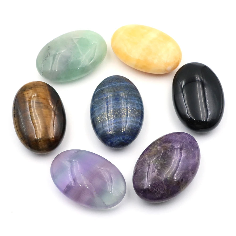 Natural Crystal Amethyst Palm Stone Reiki Healing Oval Pocket Palm Worry Stone Yoga Meditation Spiritual Healing Gem Home Decor