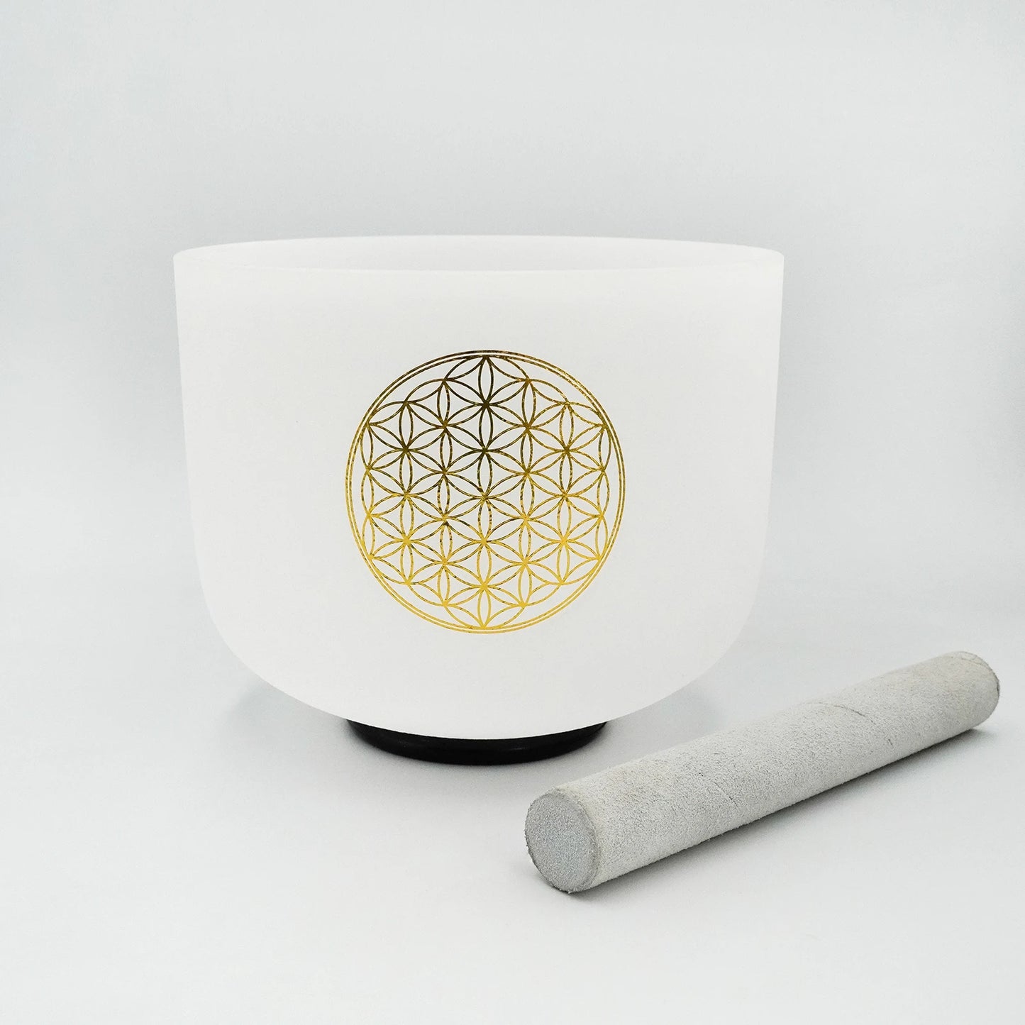 KVKA  8 Inch C Note 528Hz Life of Flower Design Chakra Frosted Quartz Crystal Singing Bowl with Free Mallet