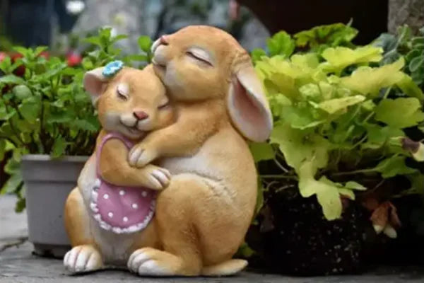 Pastoral Simulation Animal Resin Rabbit Couple Ornament Outdoor Garden Balcony Figurines Crafts Courtyard Accessories Decoration