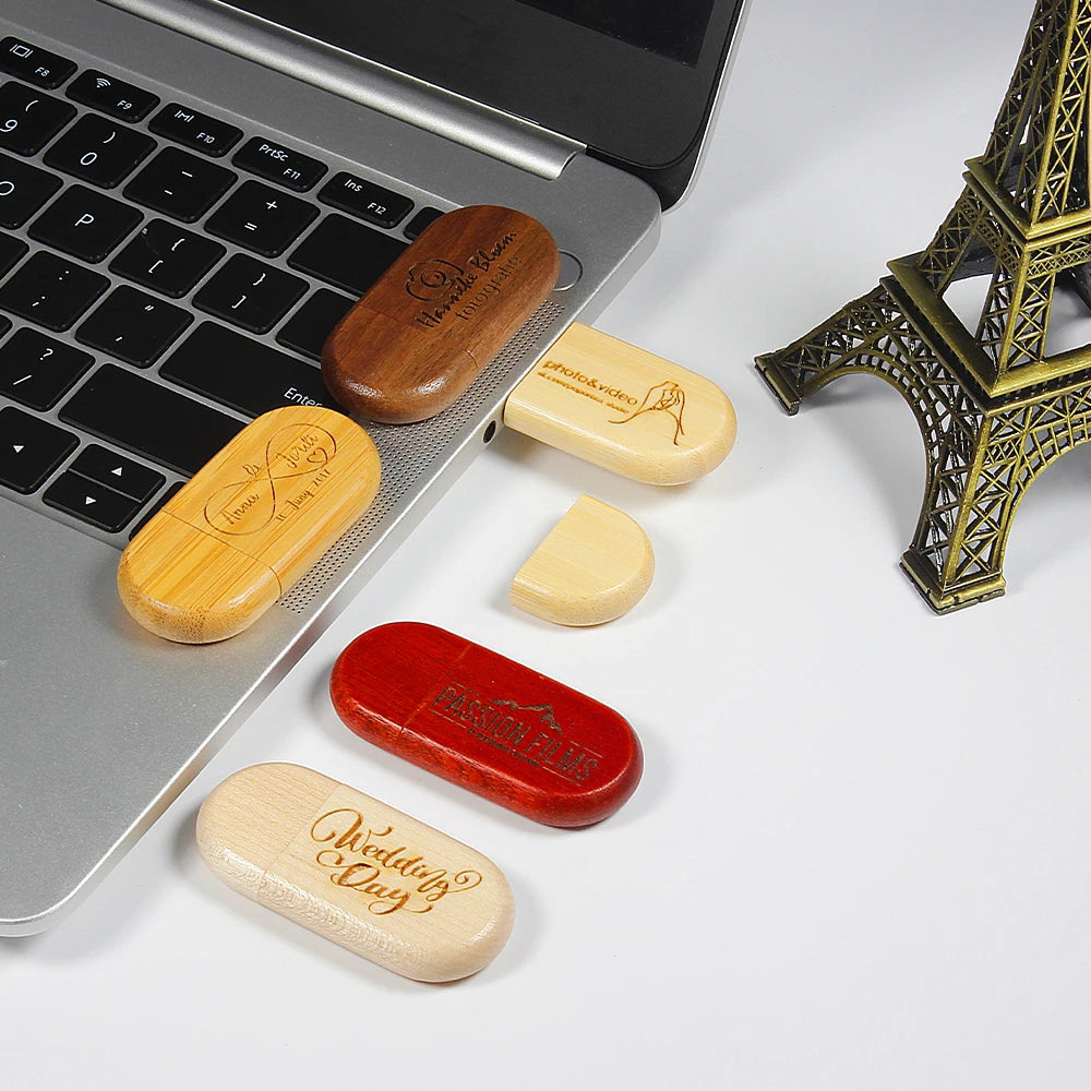 JASTER Wooden USB 2.0 Flash Drive 128GB 1PCS Free custom logo Pen drive with box 64GB 32GB 16GB Memory Stick wedding Gift U disk