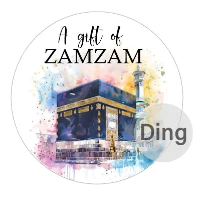 Personalised ZamZam Water Bottle Stickers Hajj Umrah Mubarak Eid Label Box Bag Seal Muslim Ramadan Kareem Celebration