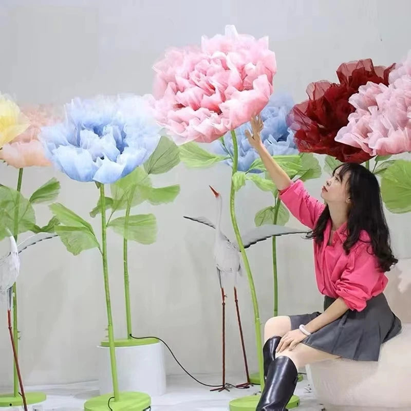 Automatic mechanical silk flowers, wedding Christmas decorations, adjustable height, suitable for party, home office centerpiece