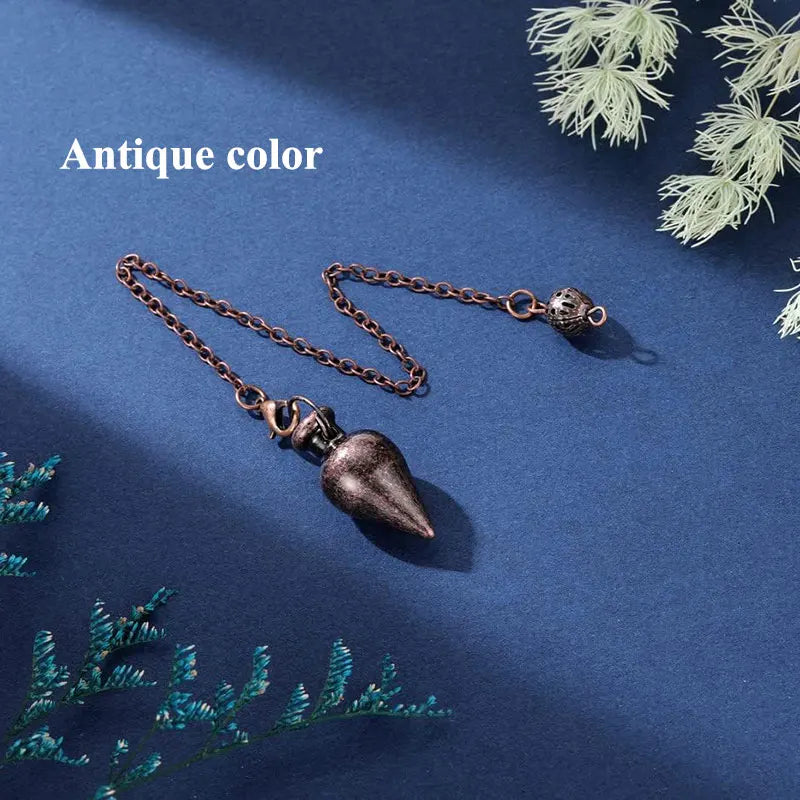 Silver Color Copper Metal Pendulum for Dowsing Divination Energy Reiki Healing Pointed Meditation Witch Spiritual Pendulos X092