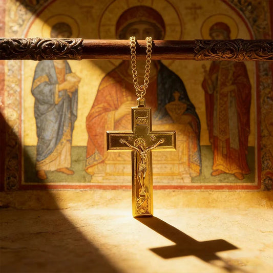 New Gold Plated Catholic Christian Jesus Crucifix Cross Pendant Necklace Religious Jewelry for Men Women Faith Devotional Gift
