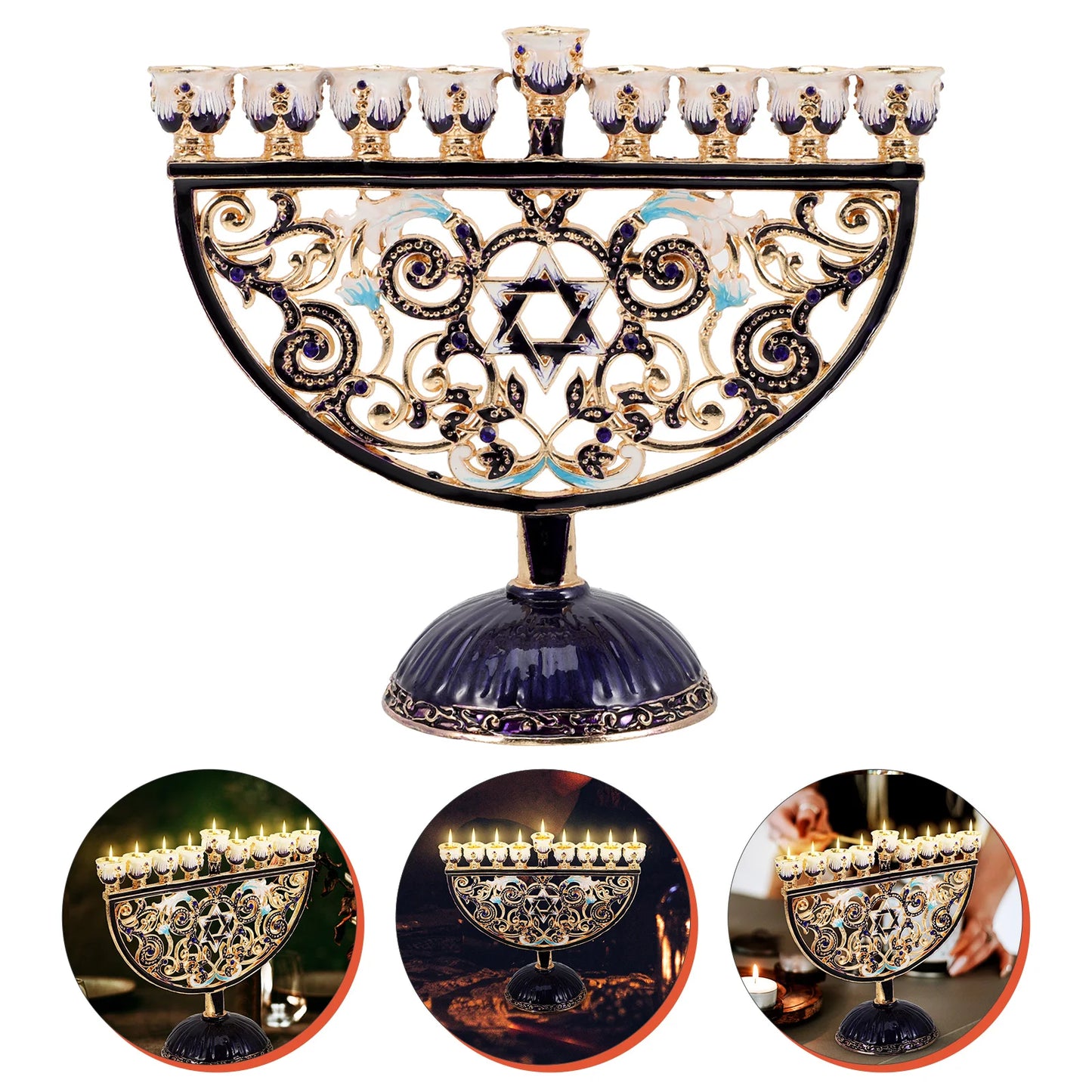 Elegant Metal Holder Decorative Judaica Menorah Hanukkah Stick For Home Party Office Romantic Atmosphere