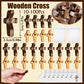 20-100Pcs Wooden Cross Fidget with Organza Bags Prayer Cross for Hand Handmade Pocket Wood Crosses Christian Encouragement Gift