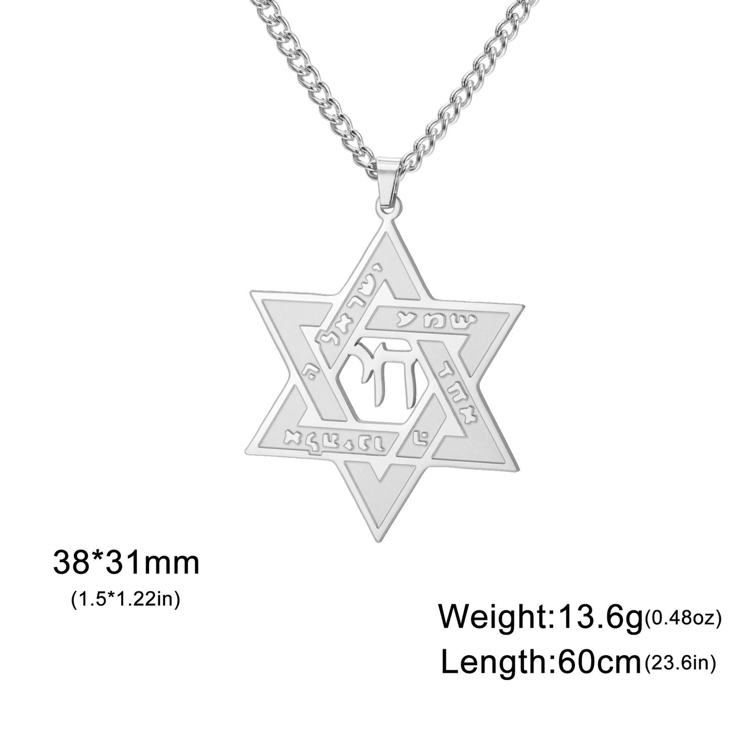Jeshayuan Hebrew Chai Jewish Menorah Hanukkah Necklace for Women Star of David Stainless Steel Necklaces Amulet Jewelry Gift