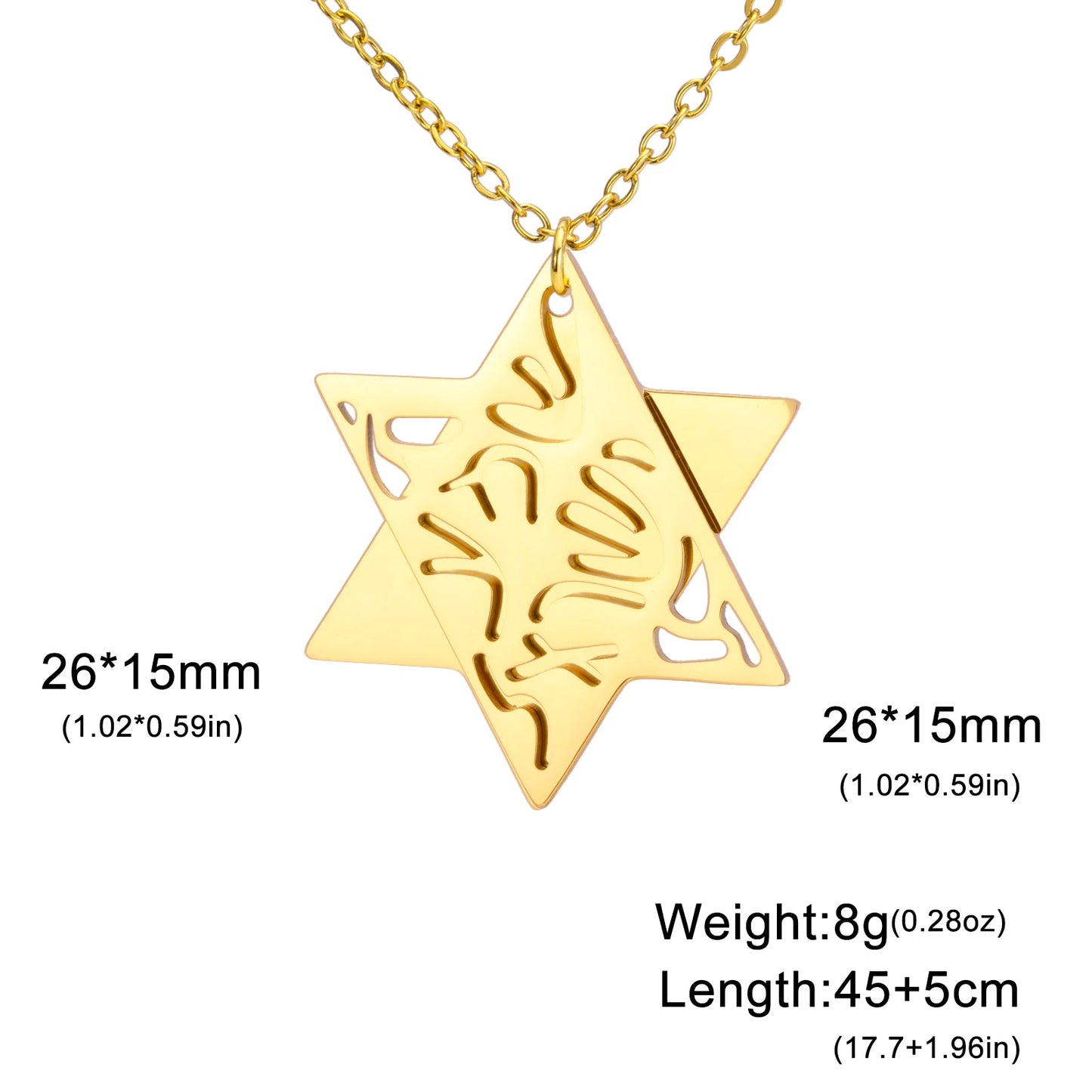 Jeshayuan Hebrew Chai Jewish Menorah Hanukkah Necklace for Women Star of David Stainless Steel Necklaces Amulet Jewelry Gift