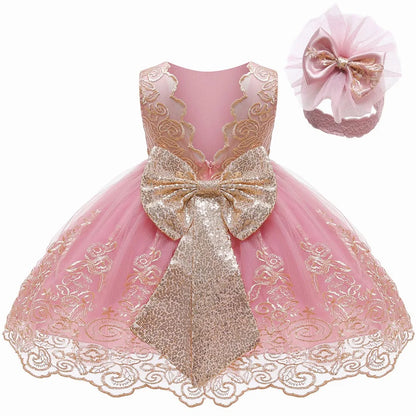 New Years Wedding Princess Dress For Girls Kid Vestidos Birthday One Year Dress Party Baptism Bow Clothes Christmas Costume 0-2Y