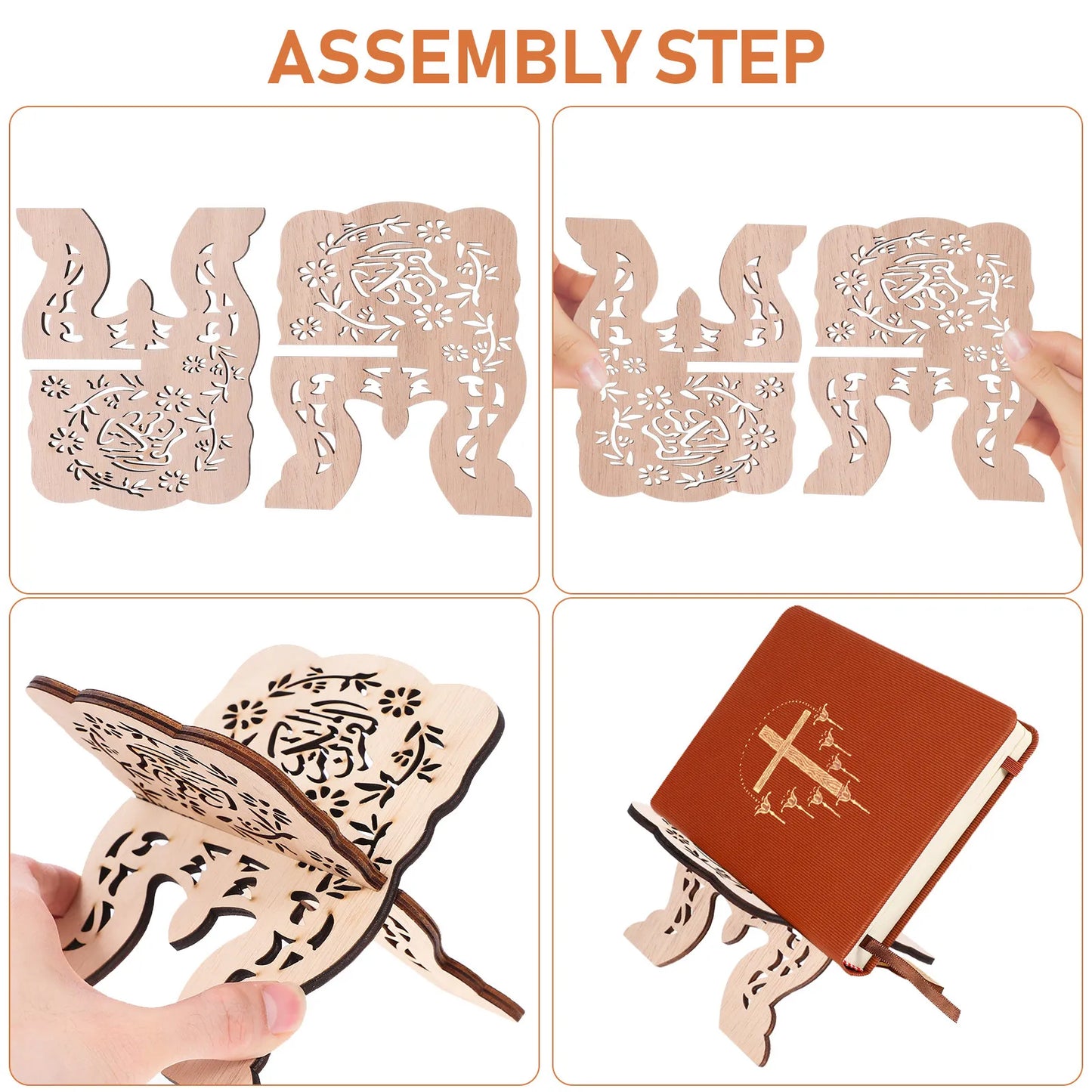 Wooden Reading Stand Desktop Book Holder Bible Quran Display Rack for Home Office Temple School Reading Holder
