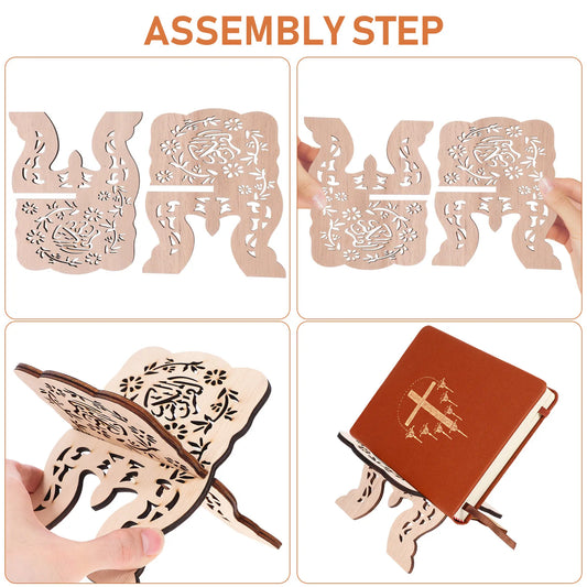 Wooden Reading Stand Desktop Book Holder Bible Quran Display Rack for Home Office Temple School Reading Holder