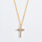 Fashion New Zircon Inlaid Cross Necklace Pendant Jewelry for Women Gold Color Long Clavicle Chain Necklaces