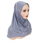 Trendy Muslim Instant Hijab Beads Bonnet Stretch Scarf Islamic Headband Jersey Hijab Headwrap Turbante for Women