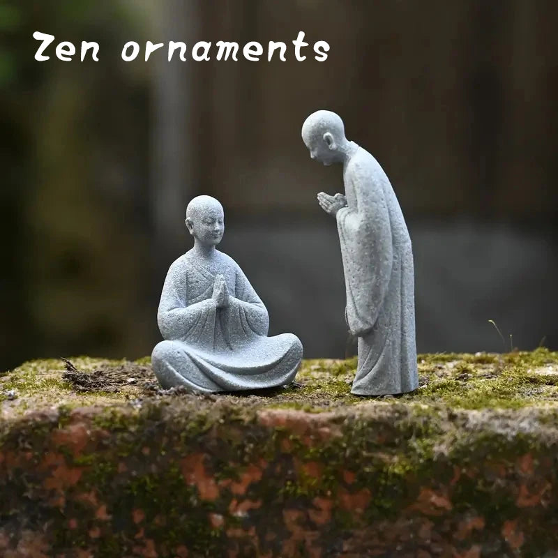 〔White〕Wishing Monk Buddhist Micro Landscape Stone Fish Tank Moss Landscaping Zen Oriental Aesthetics Garden Ornaments