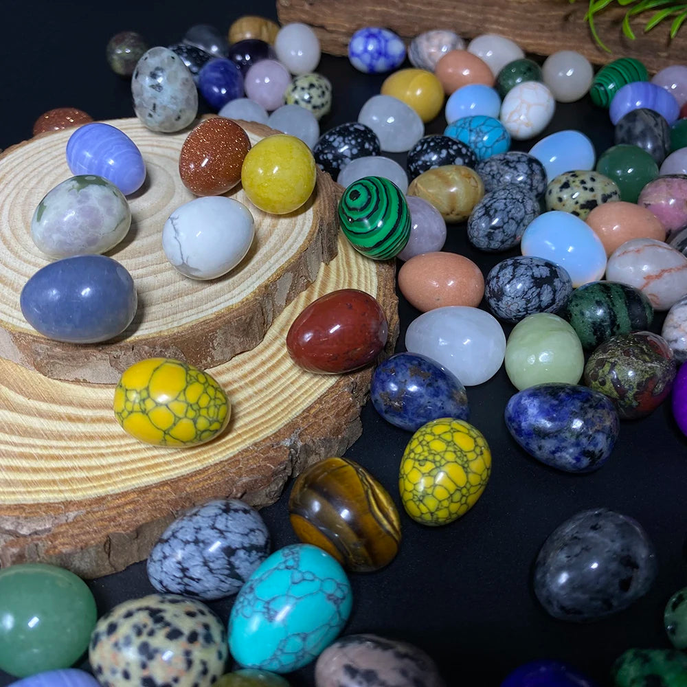 EG1-7 Mini Natural Stone Egg, Small Polished Egg Shaped Stone for Meditation Stress Relief Fidget Palm Desk Decor Gift