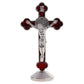 Catholic Crucifix Statue St Benedict Standing Alloy Cross Sculpture for Religious Items Home Decor