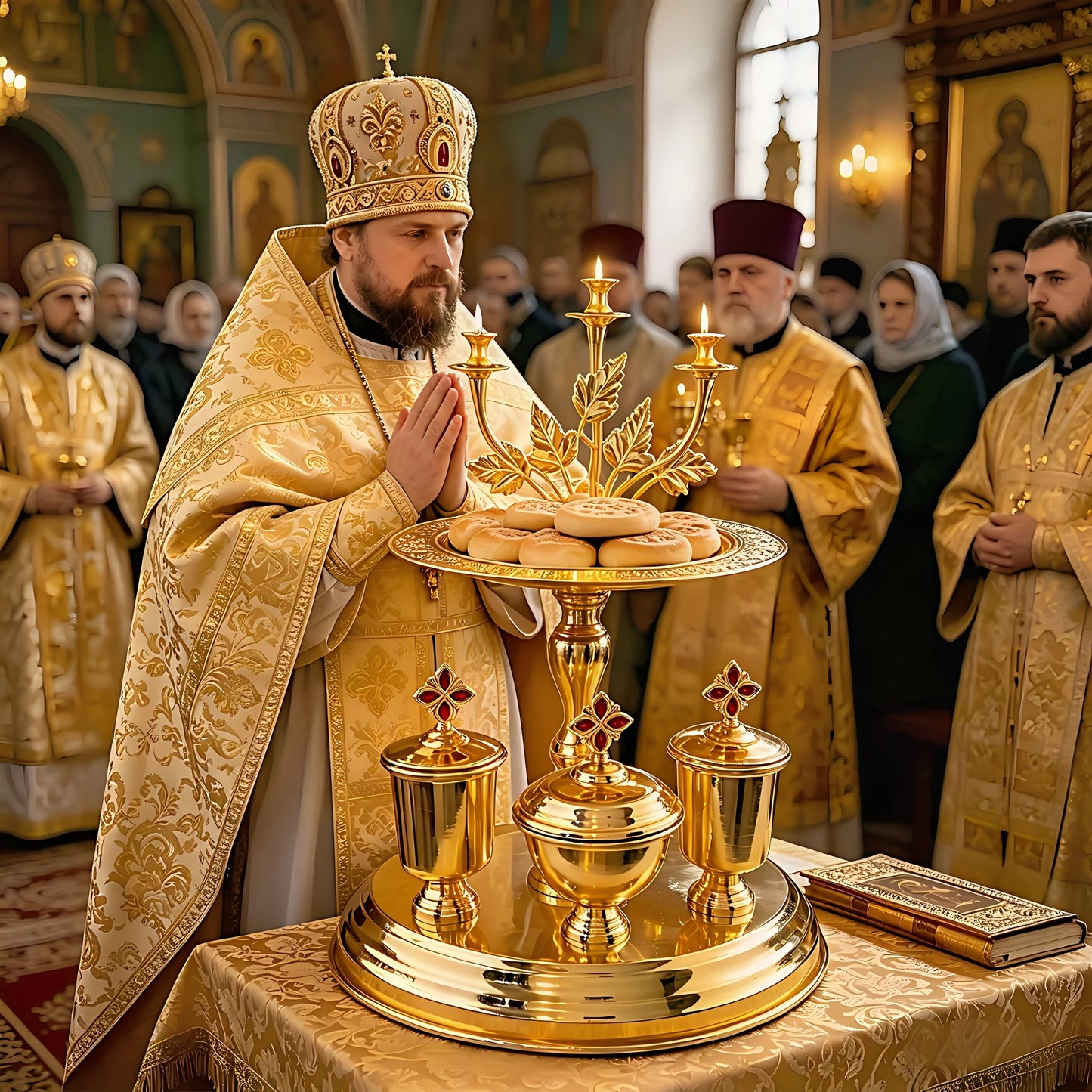 Orthodox Multi-Layer Ceremonial Utensils Candle Holders Holy Items Storage Belief Inheritance Prayer Religious Ritual Utensils
