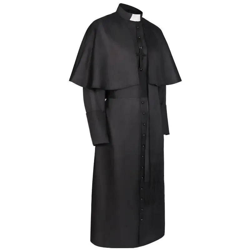 Medieval Priest Costume Catholic Church Religious Roman Retro Pope Pastor Father Mass Missionary Robe Clergy Cassock Full Sets$