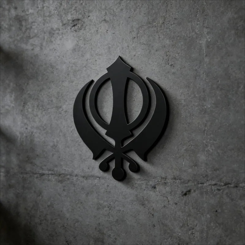 Khanda Icon Acrylic Sign Double Sword Design Wall Art Home Decor Self Adhesive Door