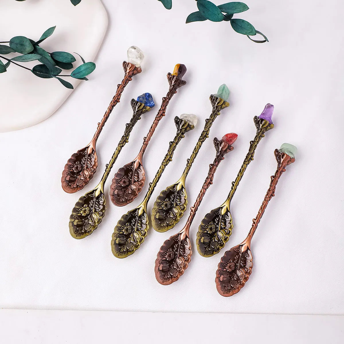 Natural Crystal Tumbled Stone Spoon Magic Energy Divination Halloween Spirit Souvenir Gift Home Decor Christmas Graduation Gift