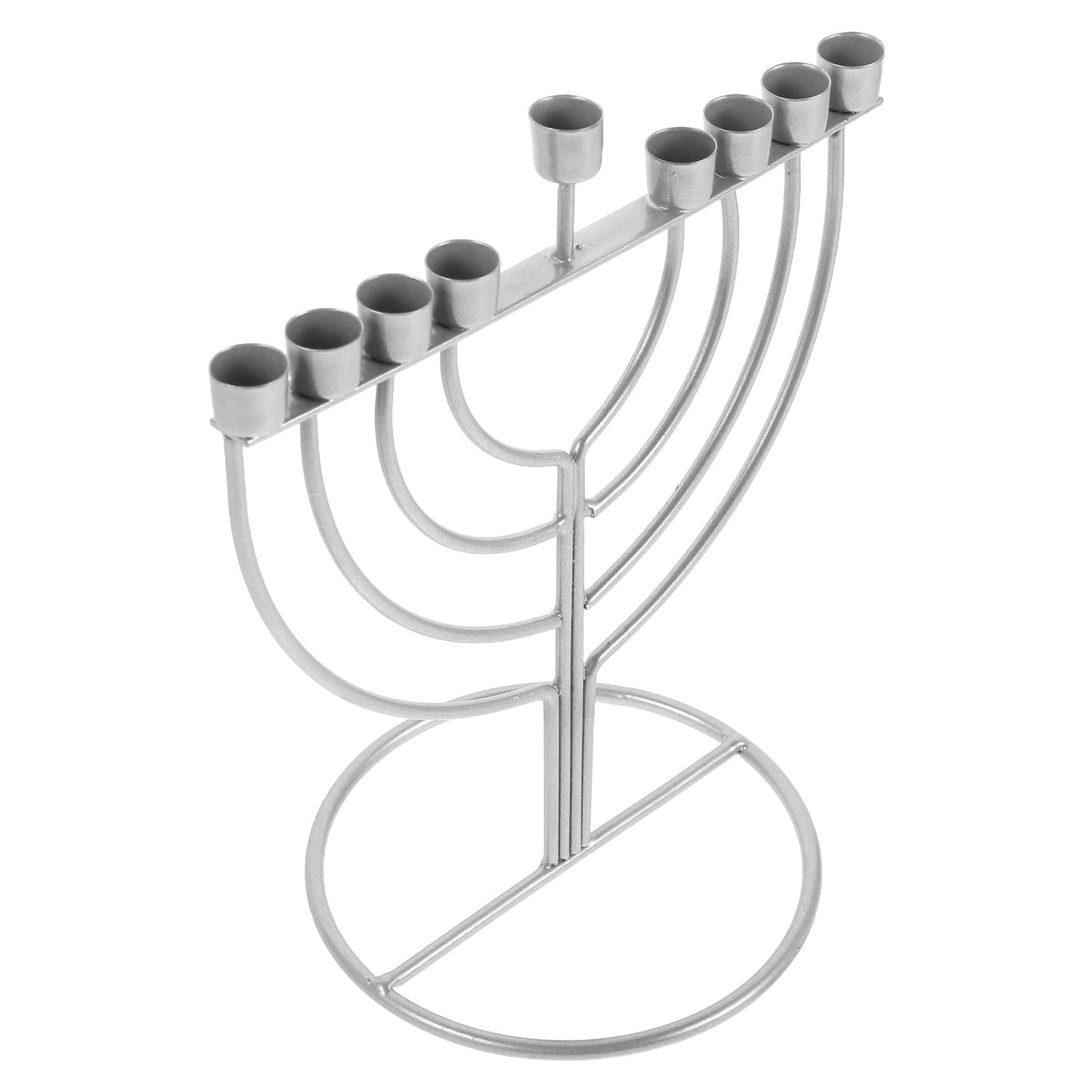 1pc 9-Branch Pillar Stand Hanukkah Menorah Holder Religious Hanukkah Candlestick Ornament Jewish Festival Supplies