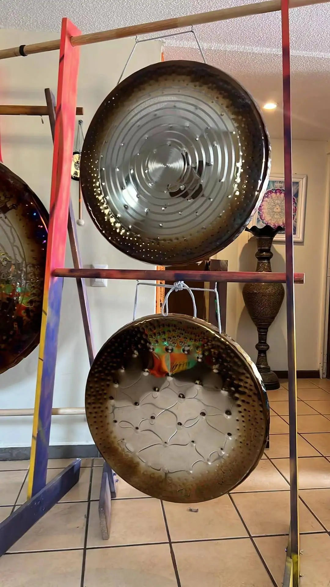 Professional Sound Healing Gongs for Yoga and Meditation, Percussion Instrument, Nickel Mirror, Bell with Mallet, 38 ", 95cm