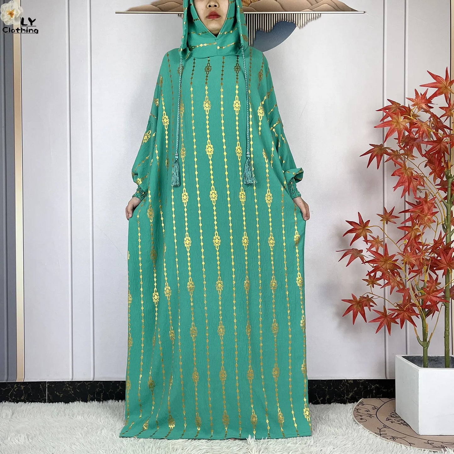 New Long Sleeves Two-Hat Abaya Loose Muslim Ramadan For Women Prayer Clothes Dubai Turkey Islam Dress African Kaftan Women Dress