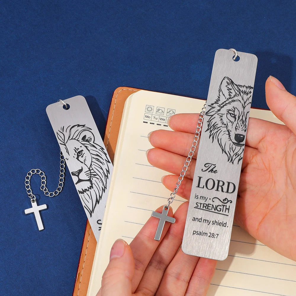 The Lion King Bookmark with Cross Pendant ,Bible Verse Inspirational Religious Gift, Christian for Reading Lovers Book Accessory
