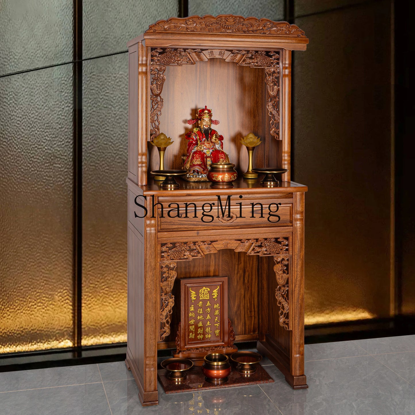 SM Solid wood Buddhist shrine shrine cabinet offering table for God of Wealth Guanyin Guan Gong household shrine offering table