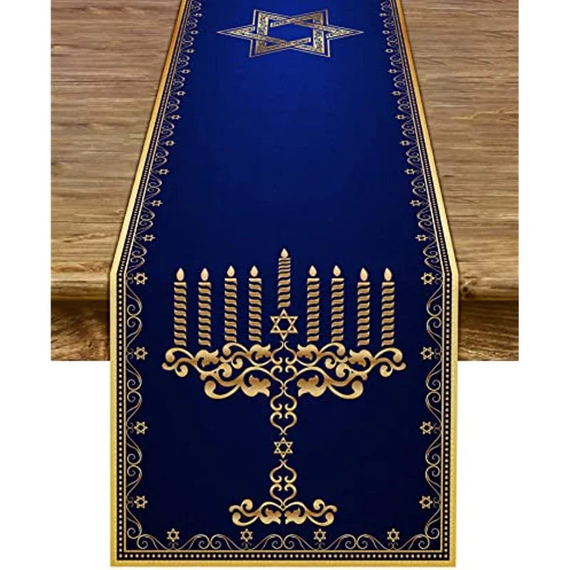 Hanukkah Menorah Table Runners Star of David  Jewish Holiday Fireplace Kitchen Dining Room Home Decor