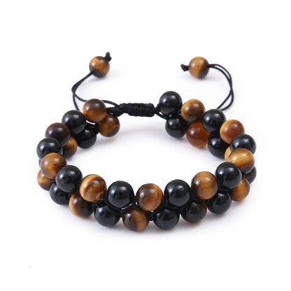 Double Layer Natural Healing Stone Bracelet White 7 Chakra Indian Yoga Beads Bracelet Adjustable Braided Rope Jewelry Gifts