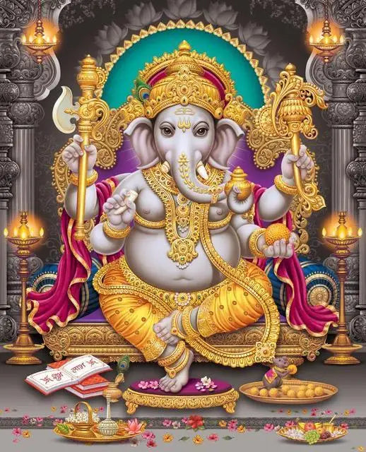 India Hindu God Ganesha Temple Elephant Poster God Series Religion Canvas Painting Print Wall Art Picture Living Room Decor