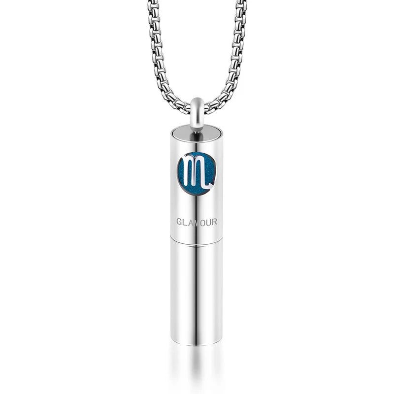 Twelve Constellations Aromatherapy Essential Oil Pendant Lockets Perfume Storage Diffuser Necklace 316L Stainless Steel Jewelry