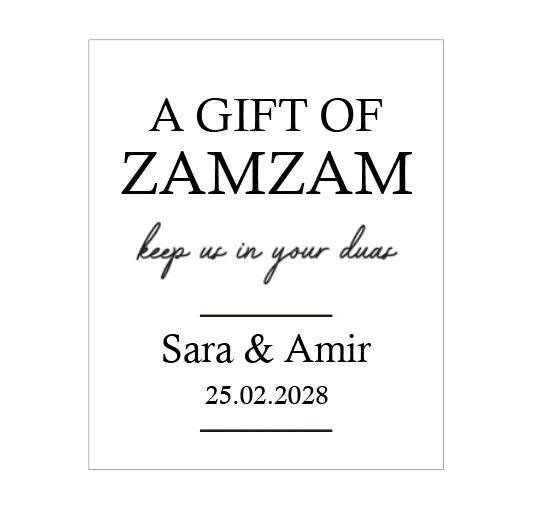 100pcs Custom A Gift Of Zam Zam Sticker Water Bottle Label Wedding Favours Hajj Umrah Mubarak Nikkah Adhesive Guest Gift Baptism
