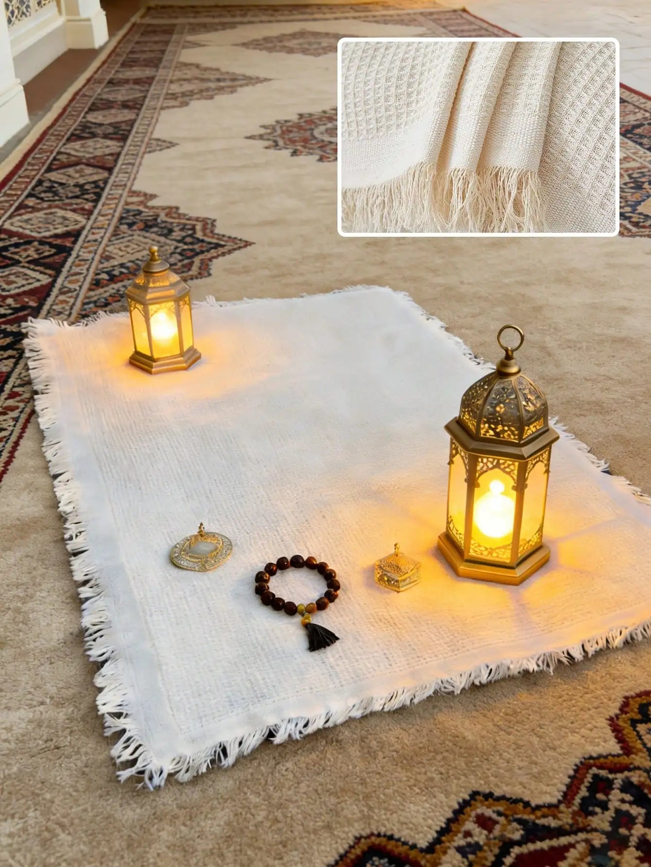 1pc boho Yoga Meditation mat- Cotton Blend Fringe Muslim Prayer Mat Rug Ramadan Gift for Outdoor Picnics Home Decor